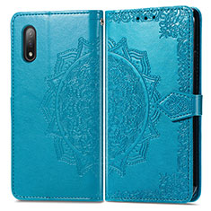 Coque Portefeuille Motif Fantaisie Livre Cuir Etui Clapet pour Sony Xperia Ace II SO-41B Bleu