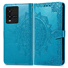 Coque Portefeuille Motif Fantaisie Livre Cuir Etui Clapet pour Vivo iQOO 10 5G Bleu