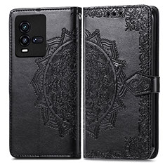 Coque Portefeuille Motif Fantaisie Livre Cuir Etui Clapet pour Vivo iQOO 9T 5G Noir