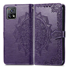 Coque Portefeuille Motif Fantaisie Livre Cuir Etui Clapet pour Vivo iQOO U3 5G Violet