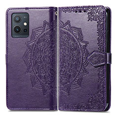 Coque Portefeuille Motif Fantaisie Livre Cuir Etui Clapet pour Vivo iQOO Z6 5G Violet