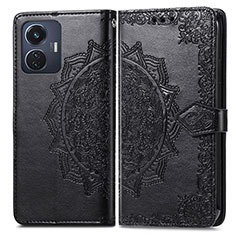 Coque Portefeuille Motif Fantaisie Livre Cuir Etui Clapet pour Vivo T1 4G Noir