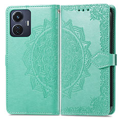 Coque Portefeuille Motif Fantaisie Livre Cuir Etui Clapet pour Vivo T1 4G Vert