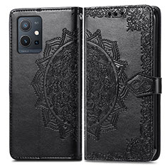 Coque Portefeuille Motif Fantaisie Livre Cuir Etui Clapet pour Vivo T1 5G India Noir