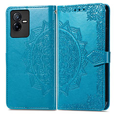 Coque Portefeuille Motif Fantaisie Livre Cuir Etui Clapet pour Vivo T2x 5G Bleu