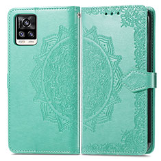 Coque Portefeuille Motif Fantaisie Livre Cuir Etui Clapet pour Vivo V20 (2021) Vert