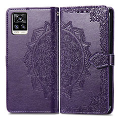 Coque Portefeuille Motif Fantaisie Livre Cuir Etui Clapet pour Vivo V20 (2021) Violet