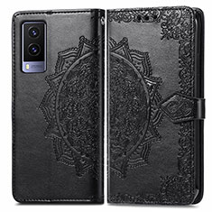 Coque Portefeuille Motif Fantaisie Livre Cuir Etui Clapet pour Vivo V21e 5G Noir