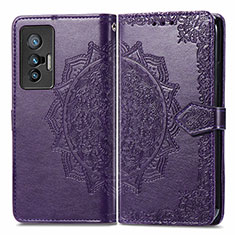 Coque Portefeuille Motif Fantaisie Livre Cuir Etui Clapet pour Vivo X70 5G Violet