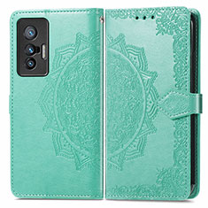 Coque Portefeuille Motif Fantaisie Livre Cuir Etui Clapet pour Vivo X70t Vert