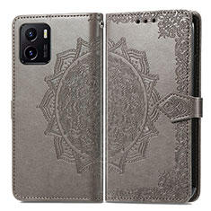 Coque Portefeuille Motif Fantaisie Livre Cuir Etui Clapet pour Vivo Y01 Gris