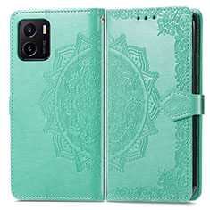 Coque Portefeuille Motif Fantaisie Livre Cuir Etui Clapet pour Vivo Y01 Vert