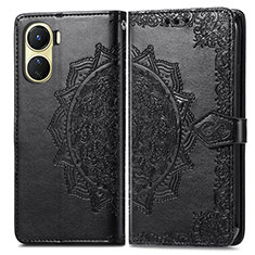 Coque Portefeuille Motif Fantaisie Livre Cuir Etui Clapet pour Vivo Y02S Noir