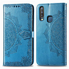 Coque Portefeuille Motif Fantaisie Livre Cuir Etui Clapet pour Vivo Y11 Bleu