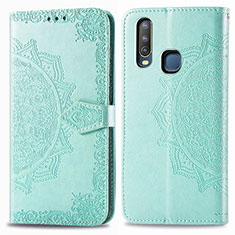 Coque Portefeuille Motif Fantaisie Livre Cuir Etui Clapet pour Vivo Y11 Vert