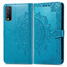 Coque Portefeuille Motif Fantaisie Livre Cuir Etui Clapet pour Vivo Y11s Bleu