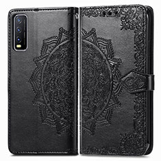 Coque Portefeuille Motif Fantaisie Livre Cuir Etui Clapet pour Vivo Y12A Noir