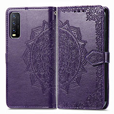 Coque Portefeuille Motif Fantaisie Livre Cuir Etui Clapet pour Vivo Y12A Violet