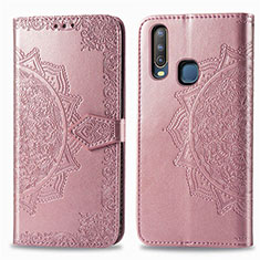 Coque Portefeuille Motif Fantaisie Livre Cuir Etui Clapet pour Vivo Y15 Or Rose