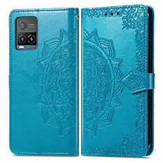 Coque Portefeuille Motif Fantaisie Livre Cuir Etui Clapet pour Vivo Y21 Bleu