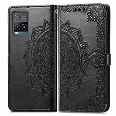 Coque Portefeuille Motif Fantaisie Livre Cuir Etui Clapet pour Vivo Y21 Noir