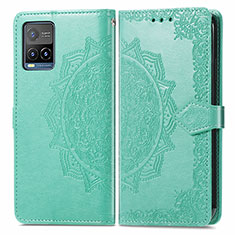 Coque Portefeuille Motif Fantaisie Livre Cuir Etui Clapet pour Vivo Y21 Vert