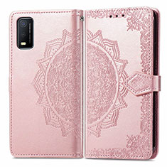 Coque Portefeuille Motif Fantaisie Livre Cuir Etui Clapet pour Vivo Y3s (2021) Or Rose