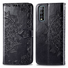 Coque Portefeuille Motif Fantaisie Livre Cuir Etui Clapet pour Vivo Y50t Noir