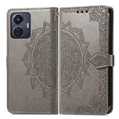 Coque Portefeuille Motif Fantaisie Livre Cuir Etui Clapet pour Vivo Y55 4G Gris