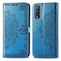 Coque Portefeuille Motif Fantaisie Livre Cuir Etui Clapet pour Vivo Y70t 5G Bleu