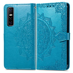 Coque Portefeuille Motif Fantaisie Livre Cuir Etui Clapet pour Vivo Y73s 5G Bleu