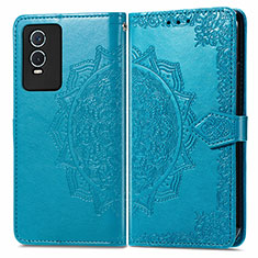 Coque Portefeuille Motif Fantaisie Livre Cuir Etui Clapet pour Vivo Y74s 5G Bleu