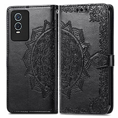 Coque Portefeuille Motif Fantaisie Livre Cuir Etui Clapet pour Vivo Y76s 5G Noir