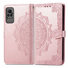 Coque Portefeuille Motif Fantaisie Livre Cuir Etui Clapet pour Xiaomi Civi 1S 5G Or Rose