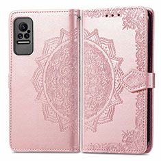 Coque Portefeuille Motif Fantaisie Livre Cuir Etui Clapet pour Xiaomi Civi 5G Or Rose