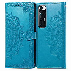 Coque Portefeuille Motif Fantaisie Livre Cuir Etui Clapet pour Xiaomi Mi 10S 5G Bleu