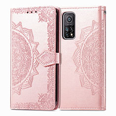 Coque Portefeuille Motif Fantaisie Livre Cuir Etui Clapet pour Xiaomi Mi 10T Pro 5G Or Rose