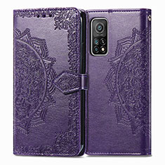 Coque Portefeuille Motif Fantaisie Livre Cuir Etui Clapet pour Xiaomi Mi 10T Pro 5G Violet