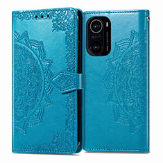 Coque Portefeuille Motif Fantaisie Livre Cuir Etui Clapet pour Xiaomi Mi 11i 5G Bleu