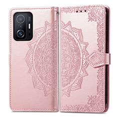 Coque Portefeuille Motif Fantaisie Livre Cuir Etui Clapet pour Xiaomi Mi 11T 5G Or Rose