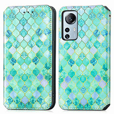 Coque Portefeuille Motif Fantaisie Livre Cuir Etui Clapet pour Xiaomi Mi 12 Lite 5G Vert