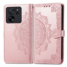 Coque Portefeuille Motif Fantaisie Livre Cuir Etui Clapet pour Xiaomi Mi 13T Pro 5G Or Rose