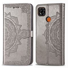 Coque Portefeuille Motif Fantaisie Livre Cuir Etui Clapet pour Xiaomi POCO C3 Gris