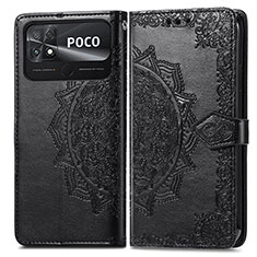 Coque Portefeuille Motif Fantaisie Livre Cuir Etui Clapet pour Xiaomi Poco C40 Noir