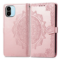 Coque Portefeuille Motif Fantaisie Livre Cuir Etui Clapet pour Xiaomi Poco C50 Or Rose