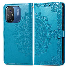 Coque Portefeuille Motif Fantaisie Livre Cuir Etui Clapet pour Xiaomi Poco C55 Bleu