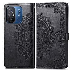 Coque Portefeuille Motif Fantaisie Livre Cuir Etui Clapet pour Xiaomi Poco C55 Noir