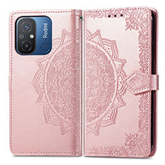 Coque Portefeuille Motif Fantaisie Livre Cuir Etui Clapet pour Xiaomi Poco C55 Or Rose