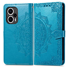 Coque Portefeuille Motif Fantaisie Livre Cuir Etui Clapet pour Xiaomi Poco F5 5G Bleu