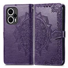 Coque Portefeuille Motif Fantaisie Livre Cuir Etui Clapet pour Xiaomi Poco F5 5G Violet